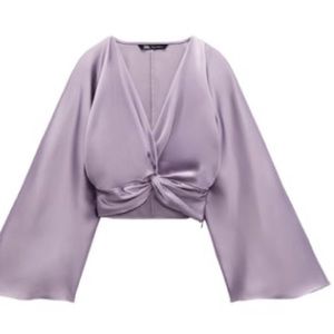 Zara knotted satin effect top